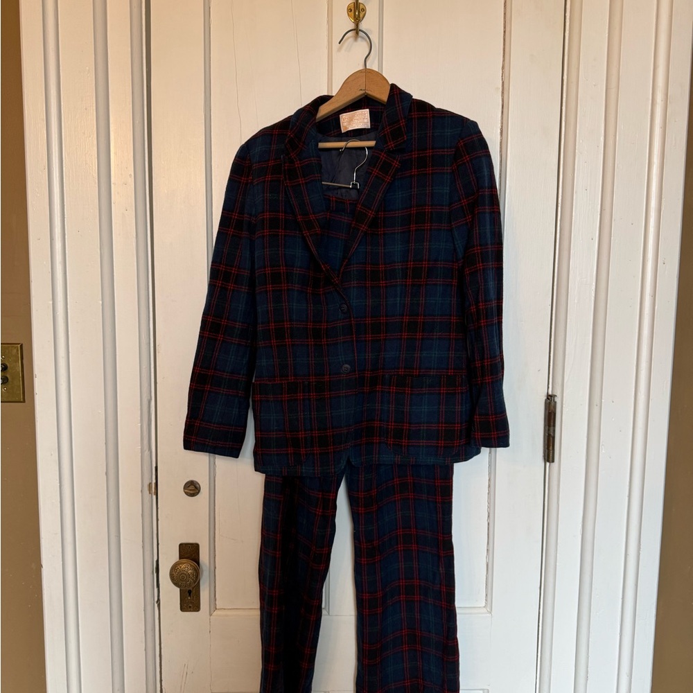 Pendleton Navy and Red Plaid Wool Suit